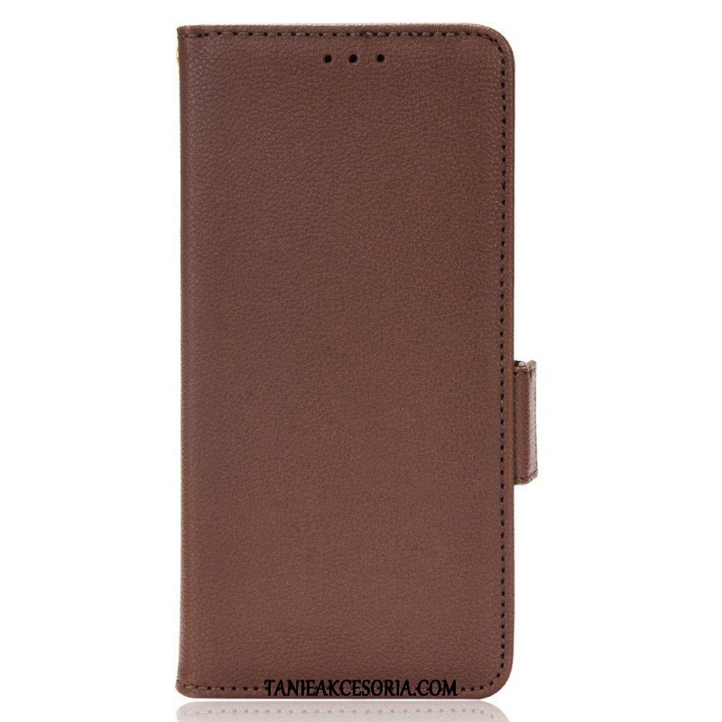 Skórzany Futerał do Oppo A16 / A16s Etui Folio Flap Double Litchi Nowe Kolory